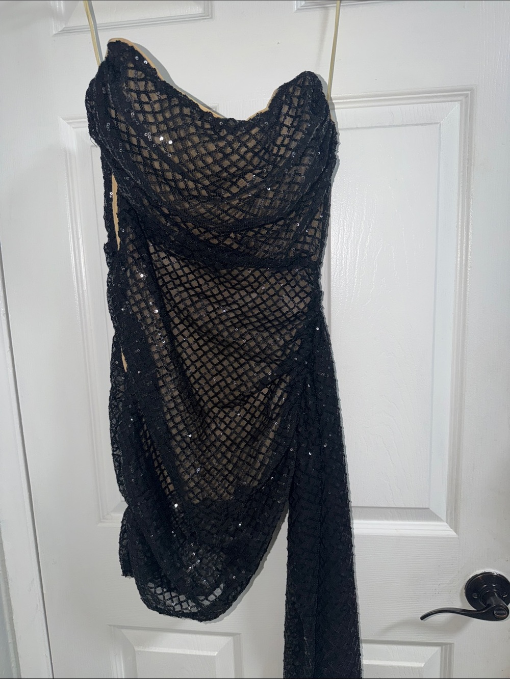 Fashion Nova Black Sequin Lattice Mini Dress